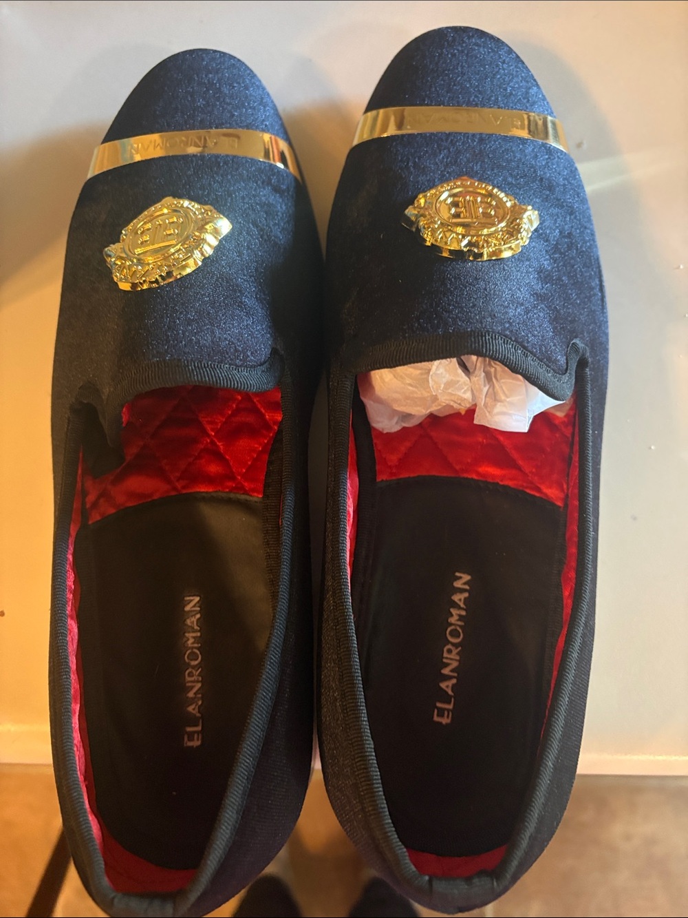ELANROMAN Black Velvet Men’s Loafers